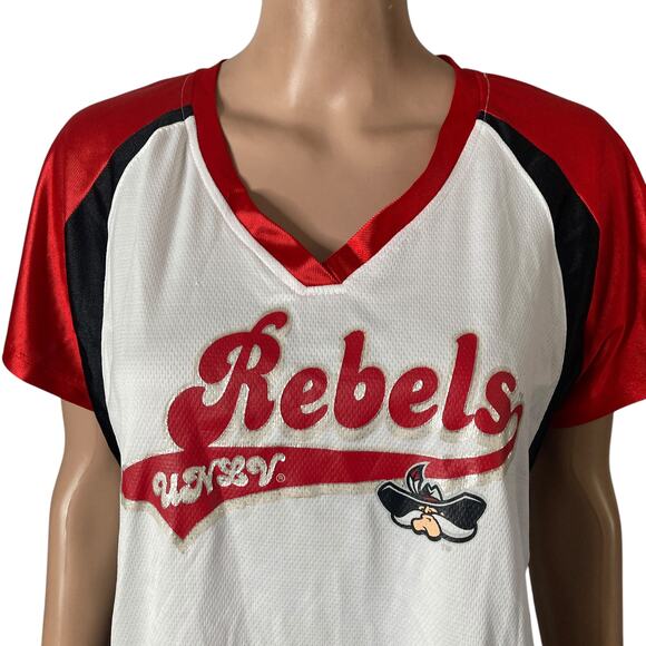 UNLV Rebels Jersey Hey Reb Womens Large White Red - Picture 7 of 14